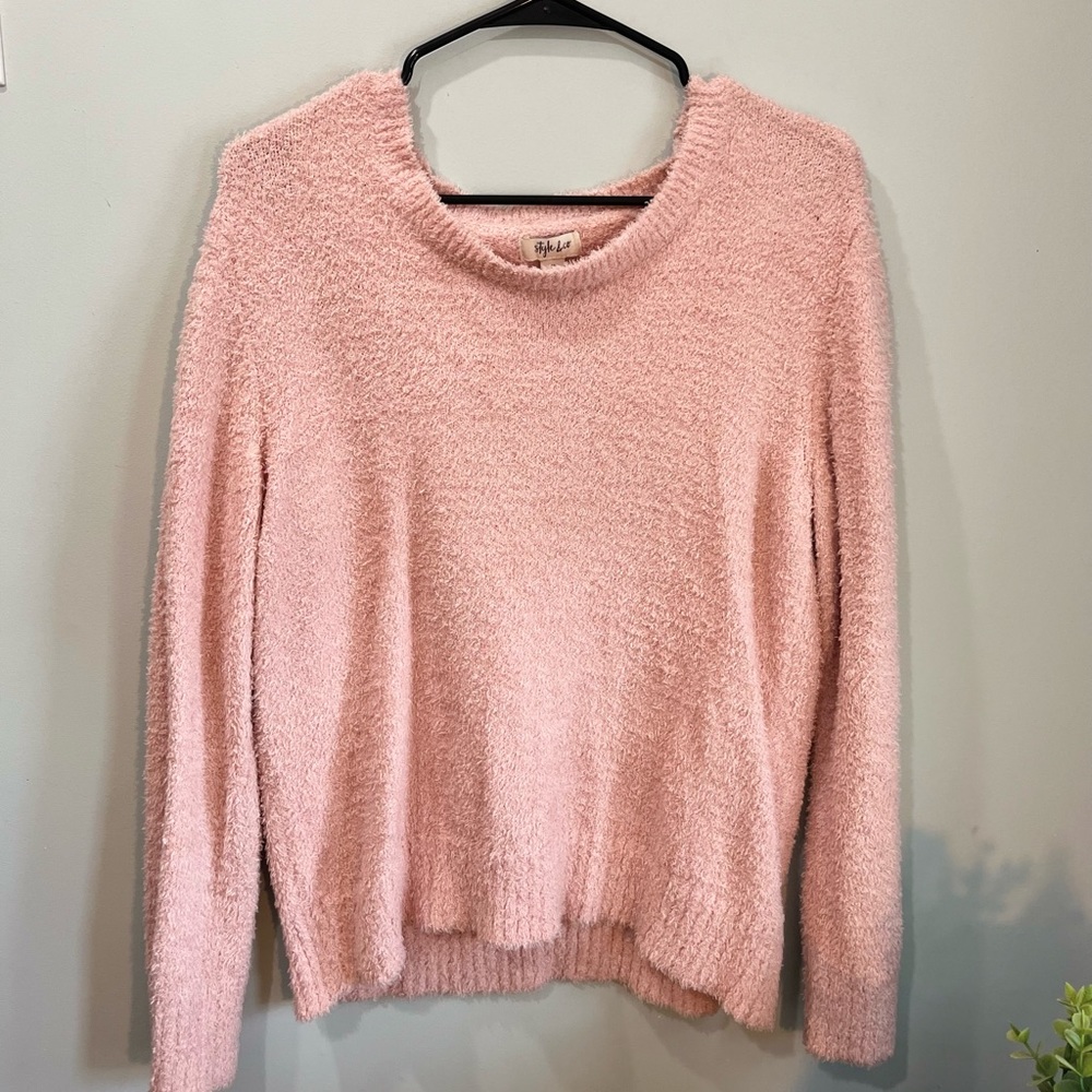vintage style&co pink fluffy sweater